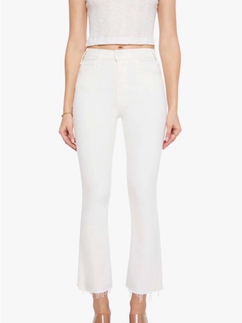 MOTHER White Hustler Ankle Fray Jeans new without tag. Excellent COND.